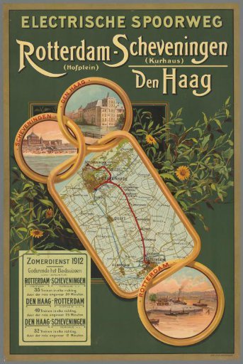 Electric railway Rotterdam - Scheveningen / The Hague. Summer service 1912 during the bathing season (July - August)