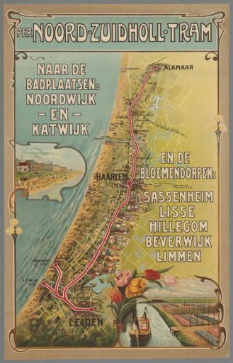 Via the North-South Holland Tram to seaside resorts: Noordwijk and Katwijk and the flower villages: Sassenheim, Lisse, Hillegom, Beverwijk, Limmen
