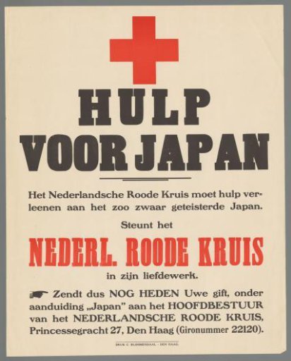 Help for Japan. The Dutch Red Cross must provide aid to the severely afflicted Japan. Support the Dutch Red Cross in its charitable work. Send your gift today (...)