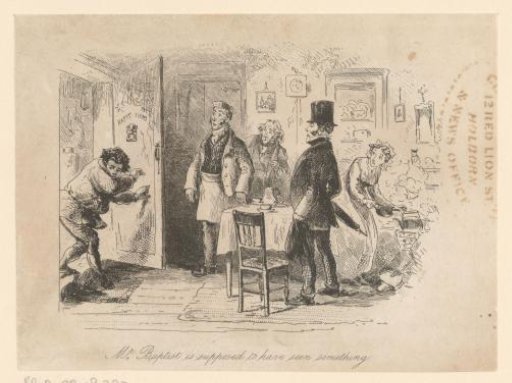 John Baptist Cavaletto steps forward into a room, where four people look at him in amazement