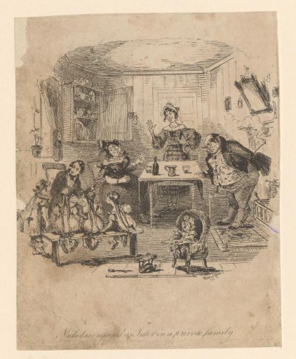 Nicholas Nickleby teaches the four daughters of the Kenwigs