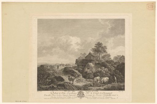Landscape with huts and cows near Leuben-Schleinitz