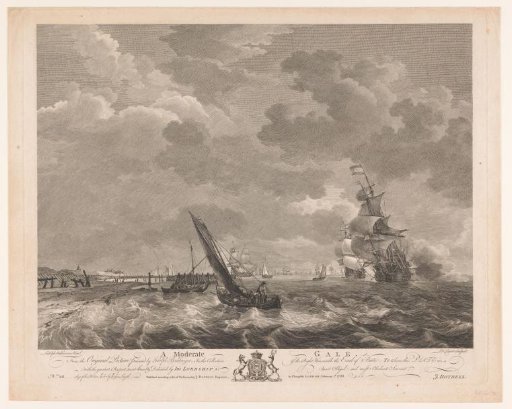 Naval battle during a moderate storm