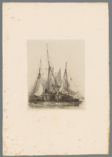 Three sailing ships side by side in the Thames