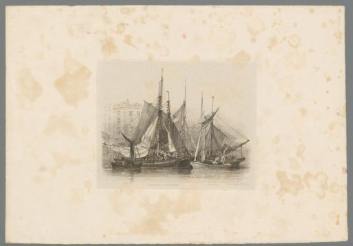Fishing boats with sails off Billingsgate