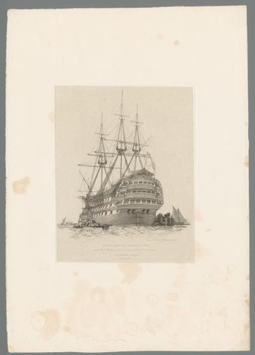 Warship Prince in the harbour of Portsmouth