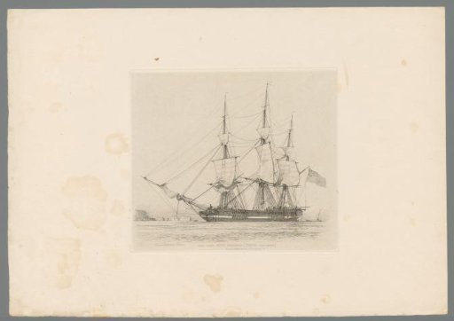 Merchant ship Thetis at the Needles near Isle of Wight