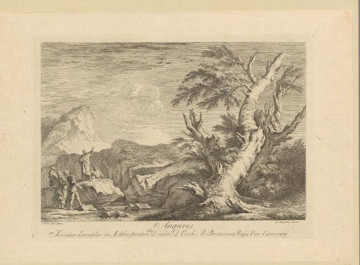 Landscape with a Felled Tree and Augurs Looking at the Sky from a Rock