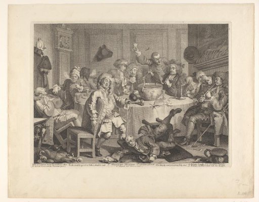 Company of drinking and smoking men