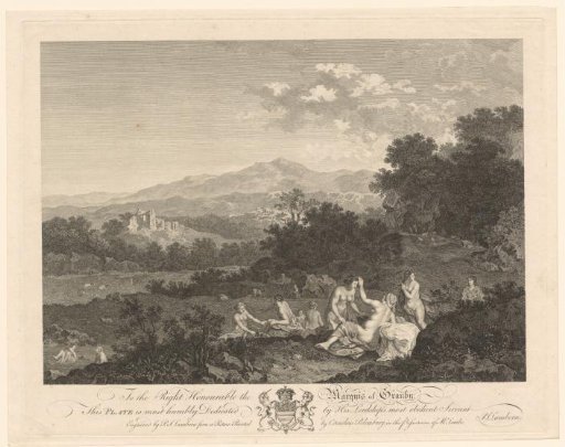 Landscape with bathing women