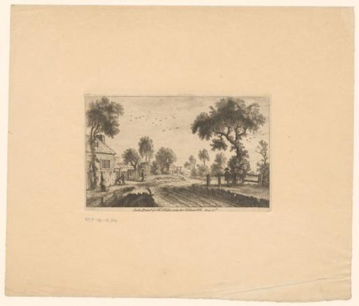 Country Road with Houses and Several Figures