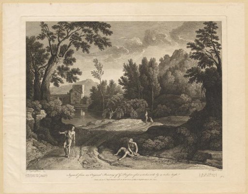 Landscape with figures on a path by a lake