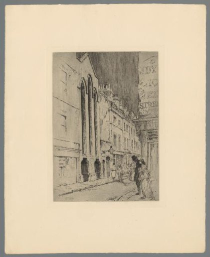 Body being carried through a street in London towards the mortuary