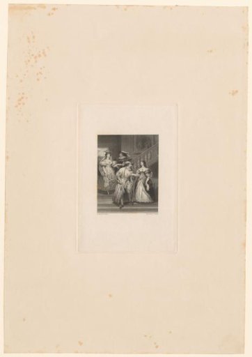Two couples descending a staircase
