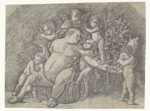 Drunken Silenus and Putti with Grape Clusters