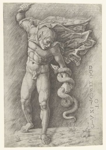 Faun Fighting a Snake