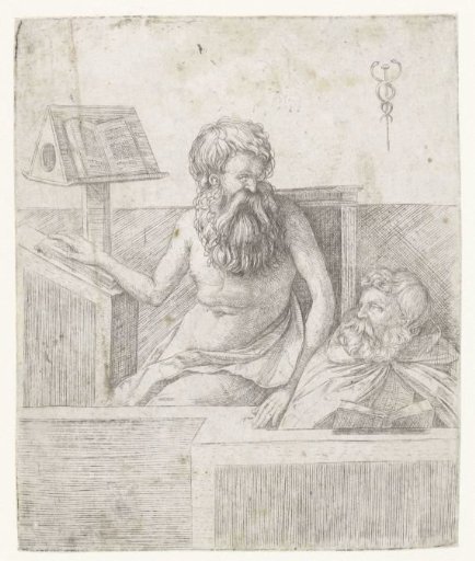 Two Old Men Reading in Books