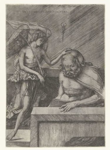 Angel Laying His Hand on the Head of a Sleeping Man
