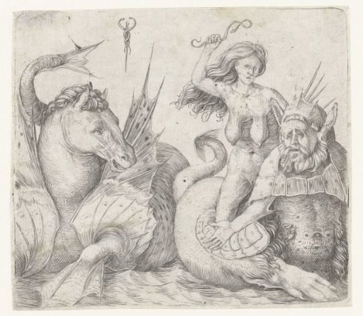 Old Woman on the Back of a Triton Next to a Hippocampus