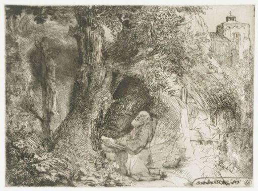 St Francis beneath a tree praying