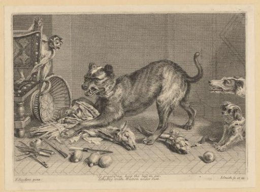 Dog Laying Its Paw on a Sheep Carcass
