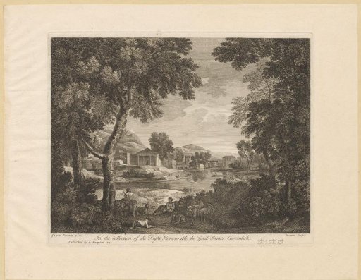 Landscape with a village and fishermen on a lake