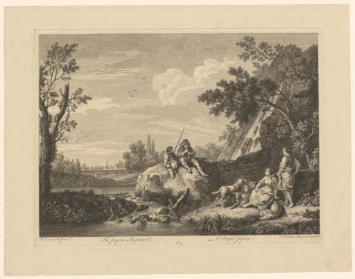 Resting figures by a waterfall