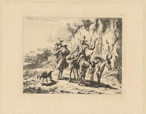 Man speaking to shepherd with donkeys