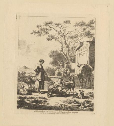 Shepherdesses with a flock at a spring