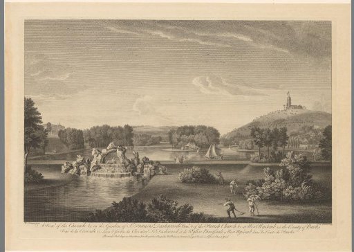 View of the Village and Cascade in the Garden of West Wycombe Park