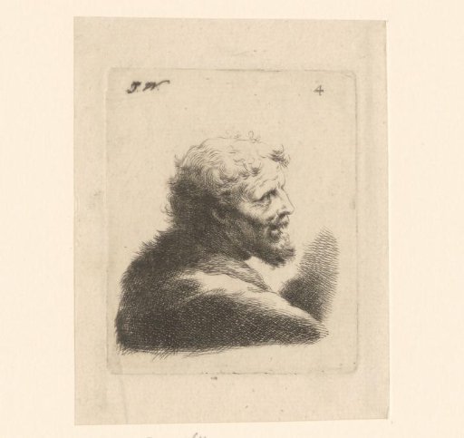 Head of a Man with Open Mouth and Short Beard in Profile