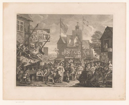 Fair with musicians, rope dancers and actors