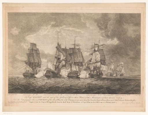 The French and English fleets during a naval battle