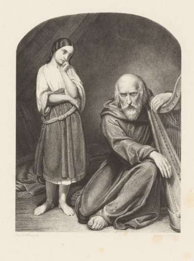 Girl with an Old Monk with a Harp