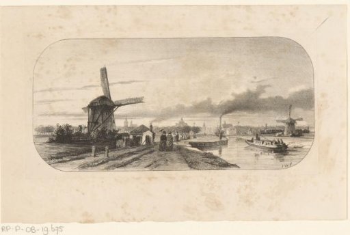 View of a mill and a canal