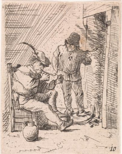 Two Peasants by the Hearth