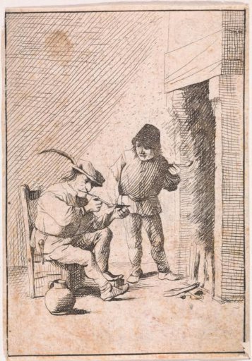 Two Peasants by the Hearth
