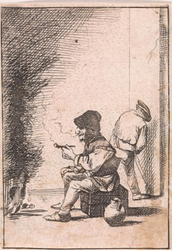 Smoking Peasant by the Fire