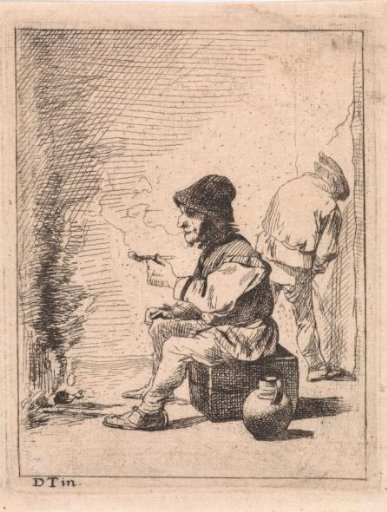 Smoking Peasant by the Fire