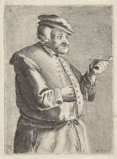 Man with a pipe in his left hand