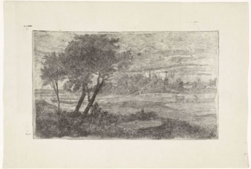 Landscape with Trees in the Foreground and a Plough on the Field