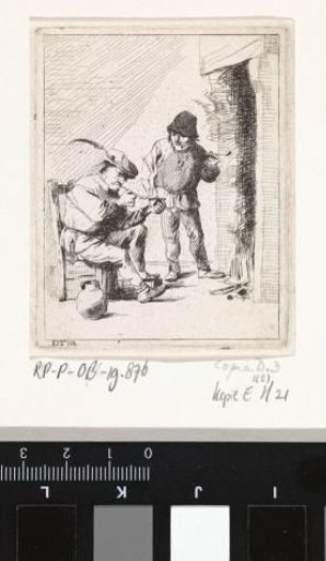 Two Peasants by the Fireplace