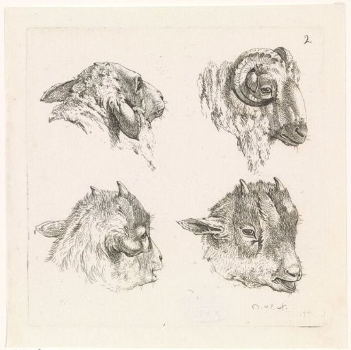 Four heads, of a ram and of goats