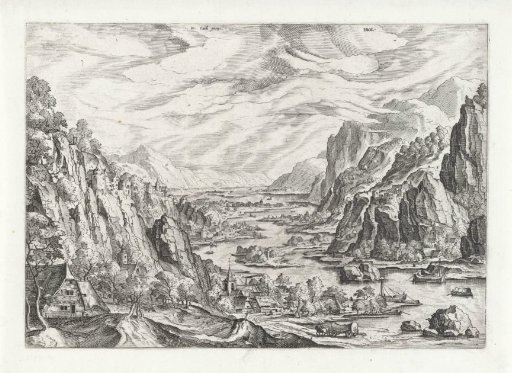 River landscape with several villages