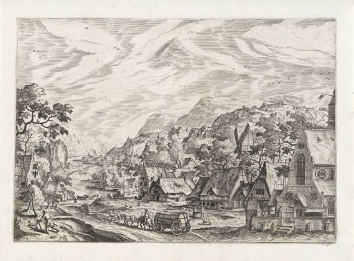 Mountain landscape with a village