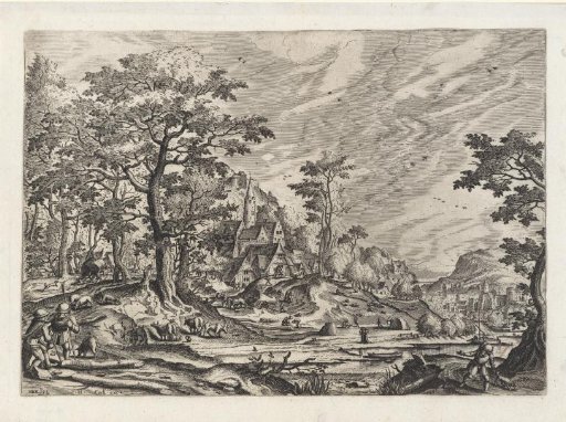 Wooded landscape with a castle