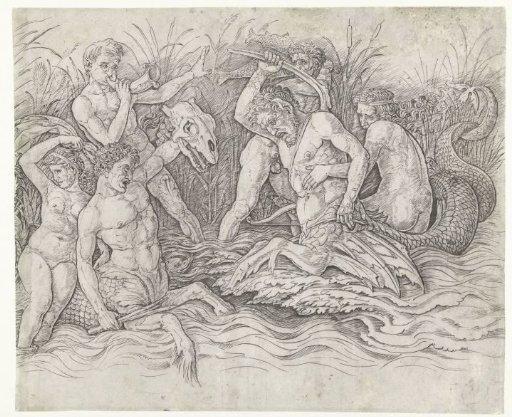 Fight between Tritons with Nereids on their Backs