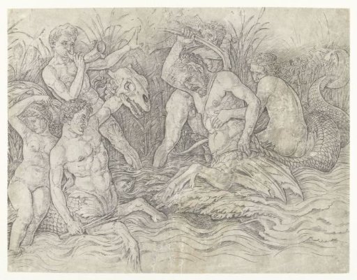 Fight between Tritons with Nereids on their Backs