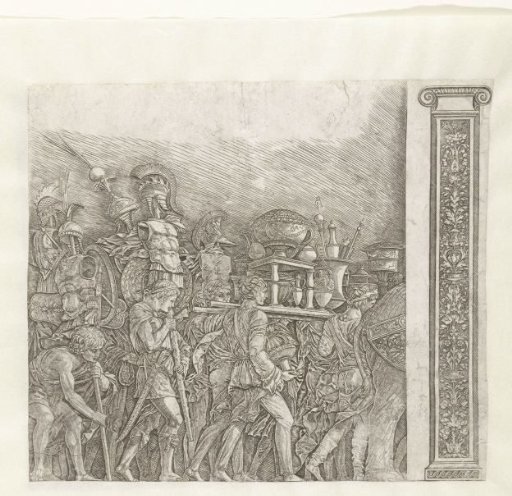 Soldiers with War Trophies in the Triumphal Procession of Caesar and a Pilaster