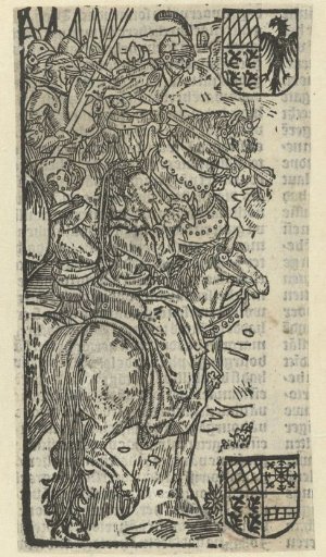 Woman and Knights on Horseback